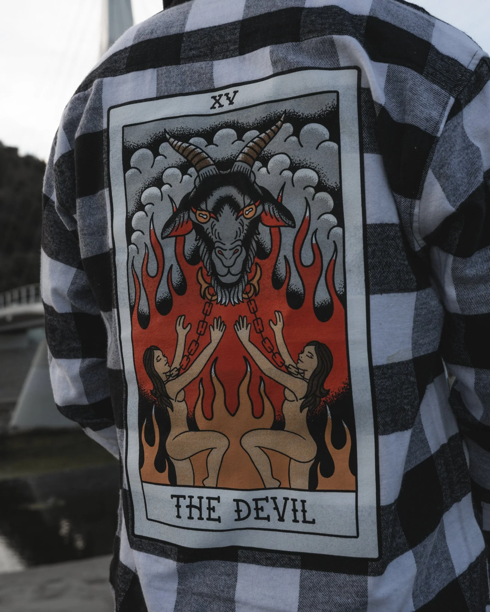 American Traditional Devil Tarot Flannel - Image 8
