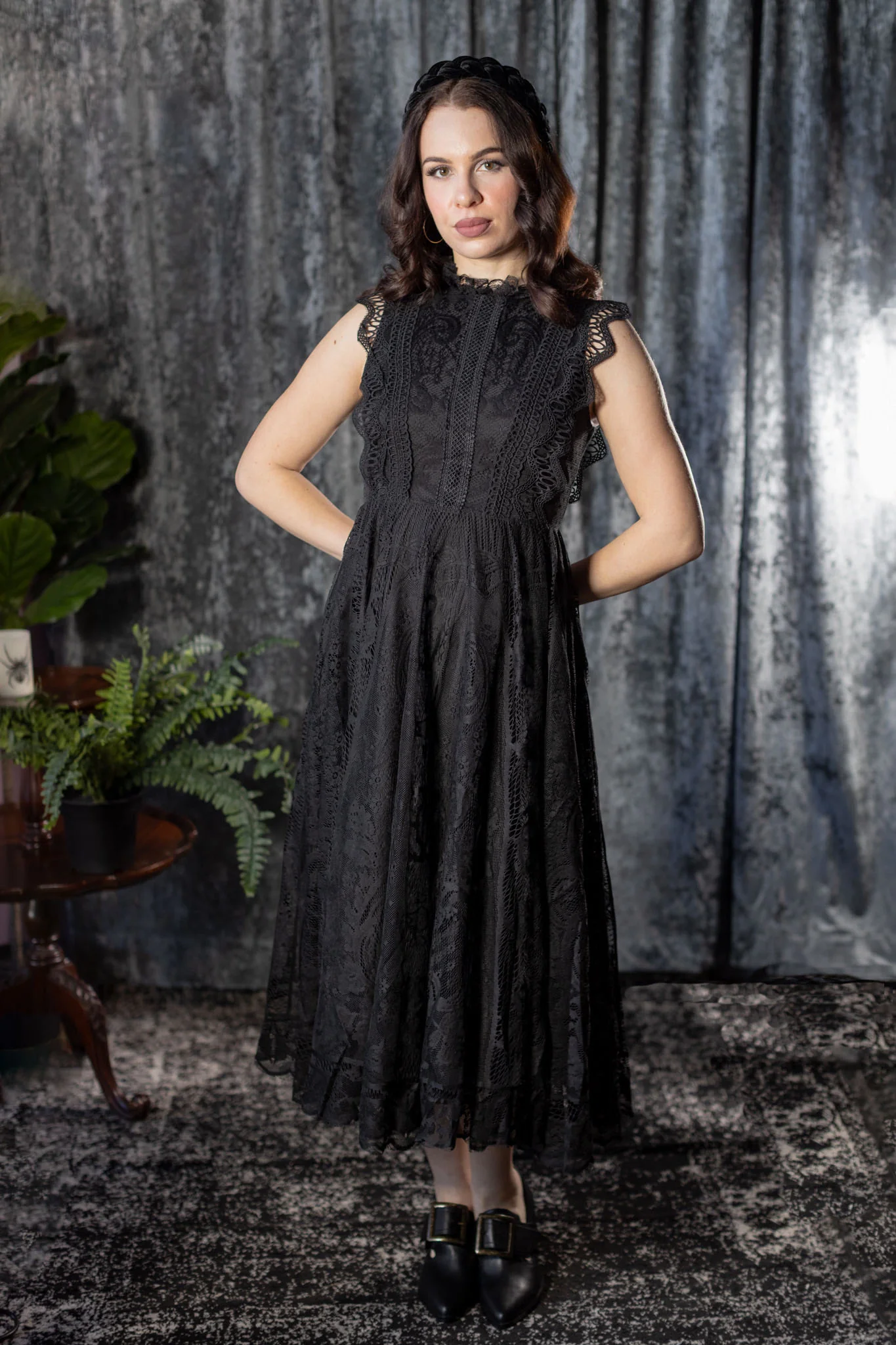 Arabella - Gothic Lace Fit and Flare Dress - READY TO SHIP - Image 8