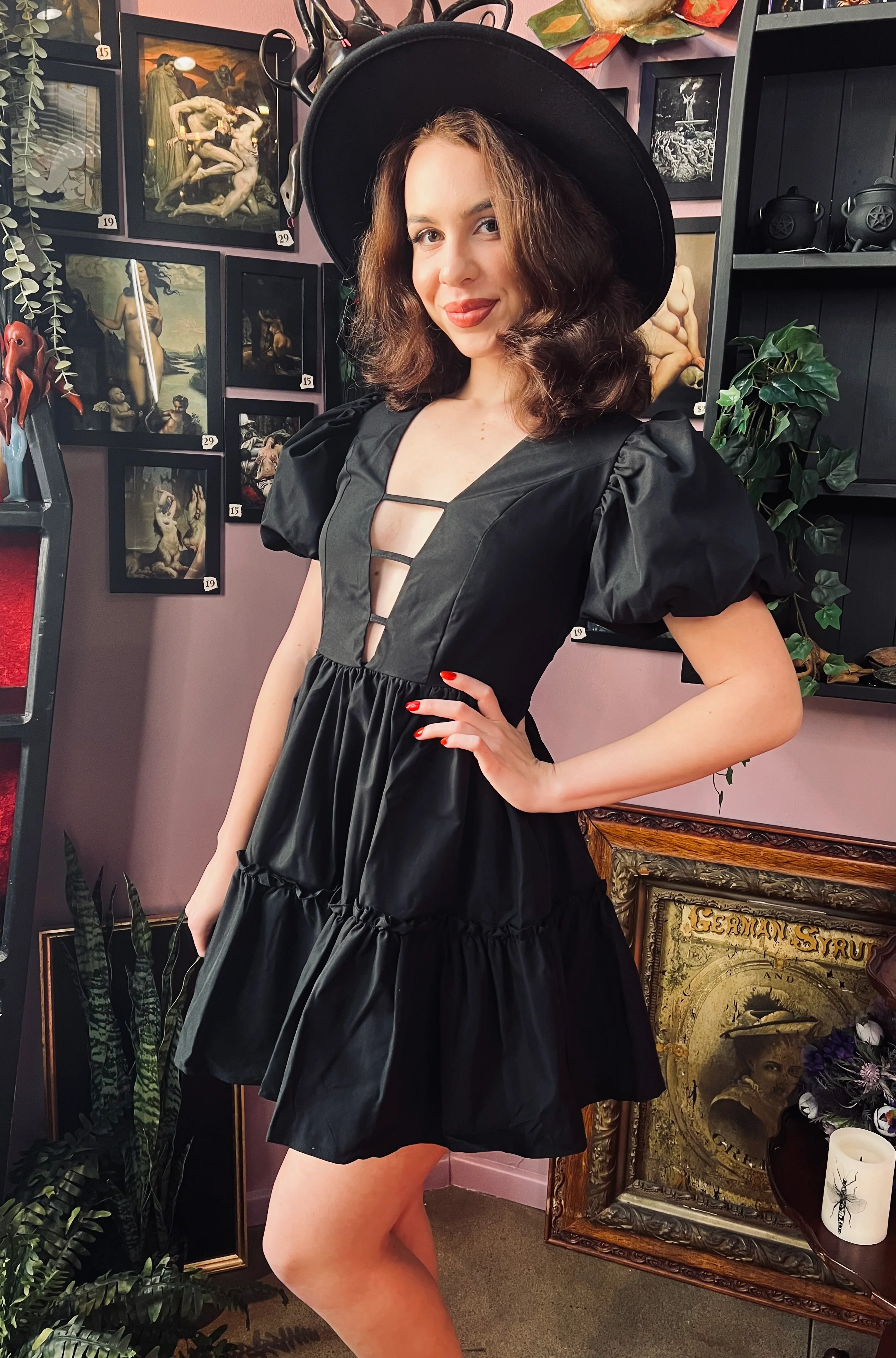 Austen - Cottage Core Bubble Party Dress with Cut Out Neckline - READY TO SHIP - Image 3
