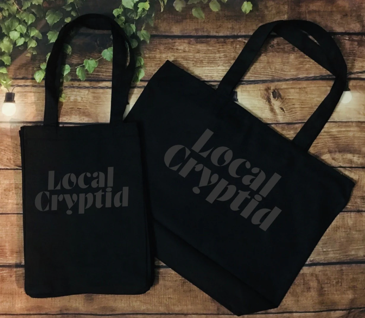 Beach Bag and Tote - local cryptid - Black on Black