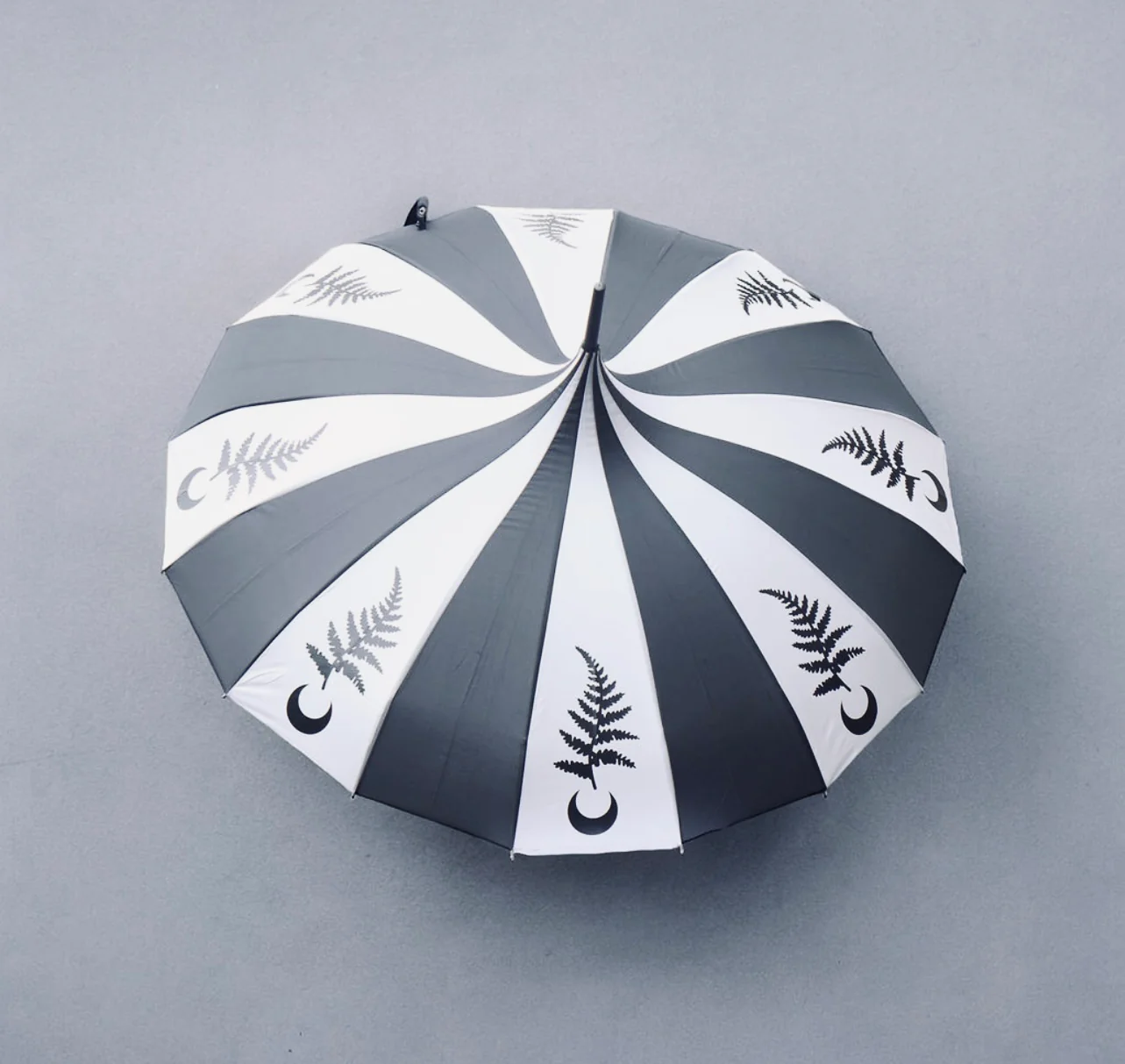 Charcoal and Black Fern Moon Umbrella - Image 2