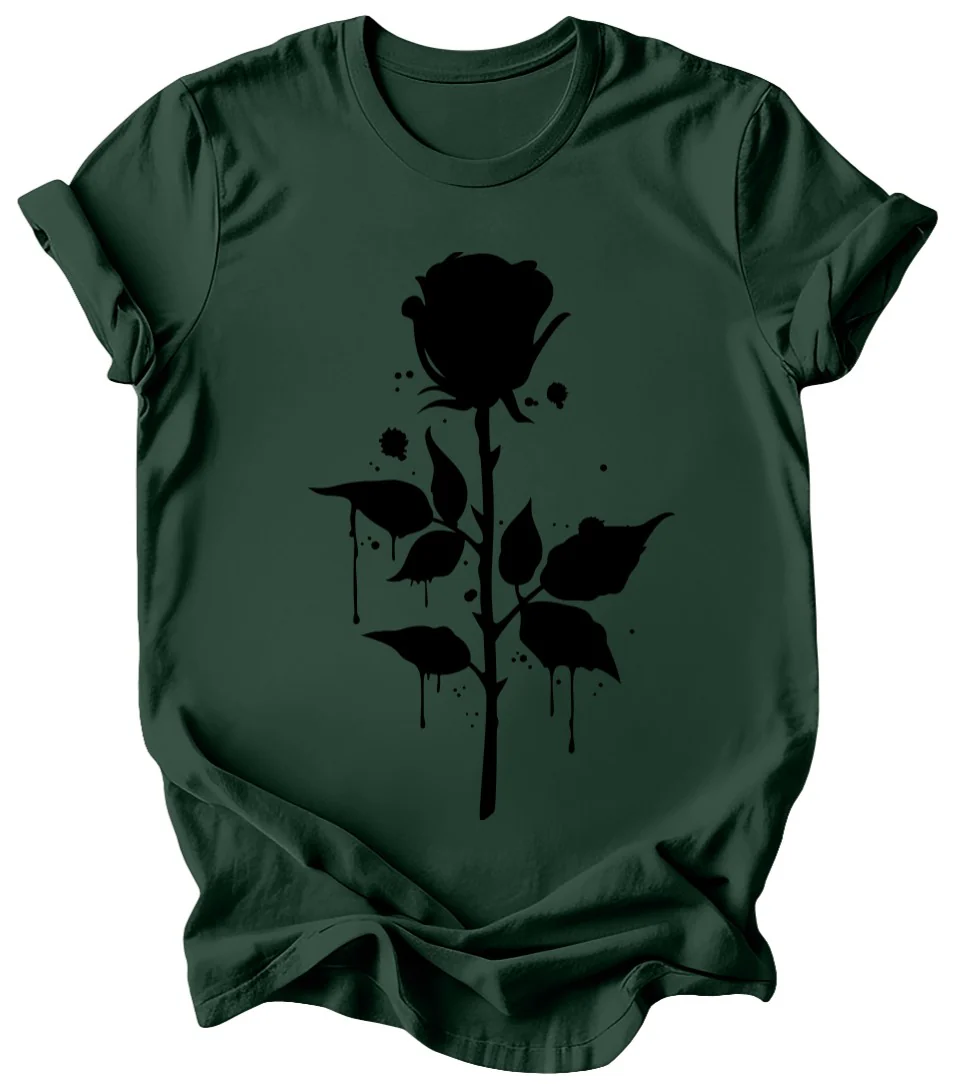 Dripping Rose - Burgundy or Emerald T-Shirt - Image 2