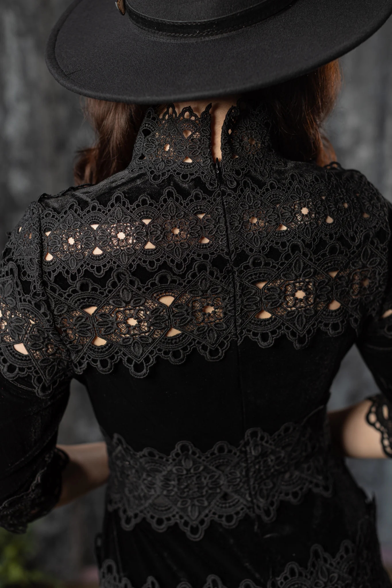 ELOWYN - Velvet and lace tiered maxi dress - PRE-ORDER - Image 7