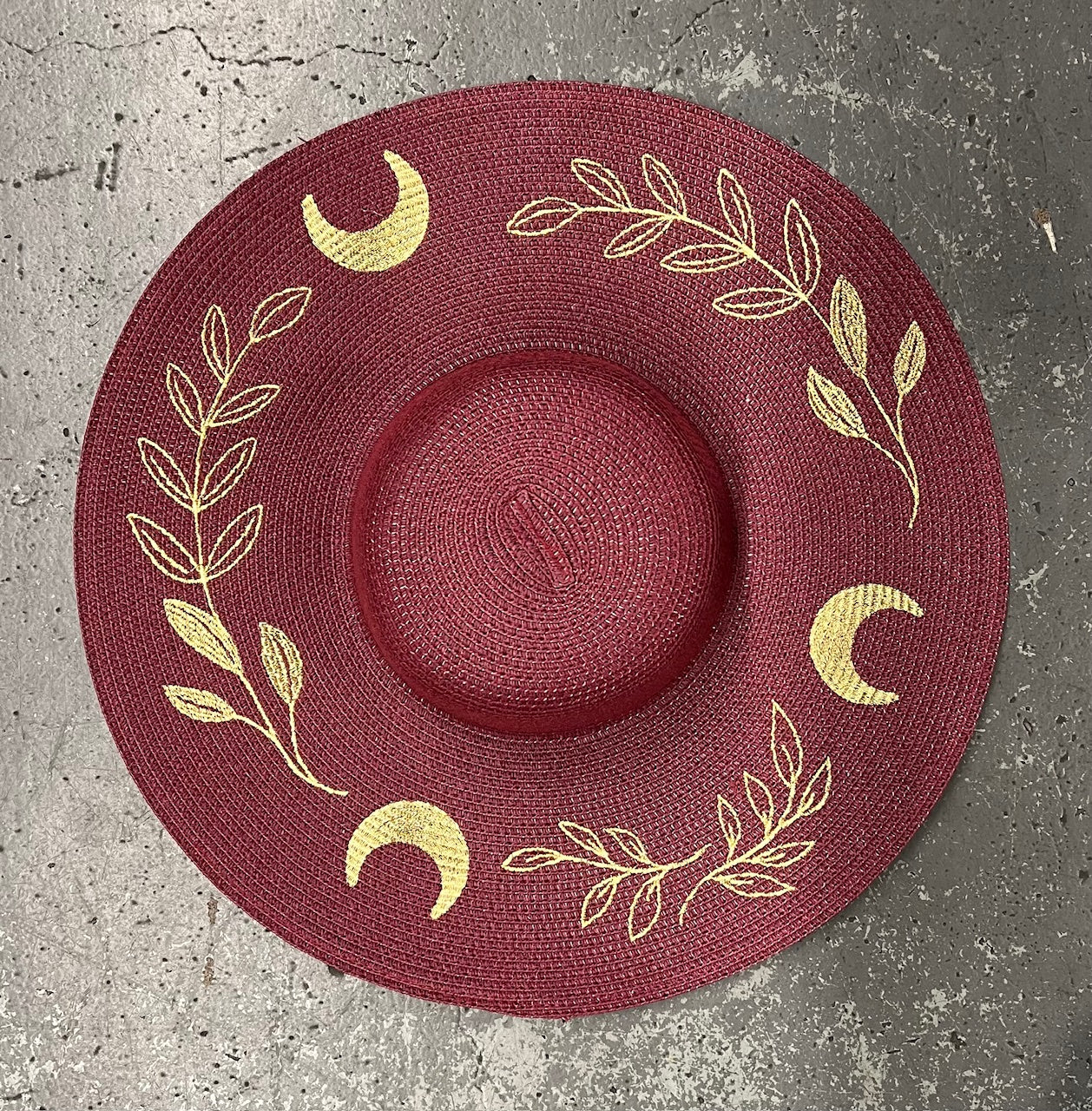 Floppy Sun Hat - XL Brim - Burgundy Fern Moon