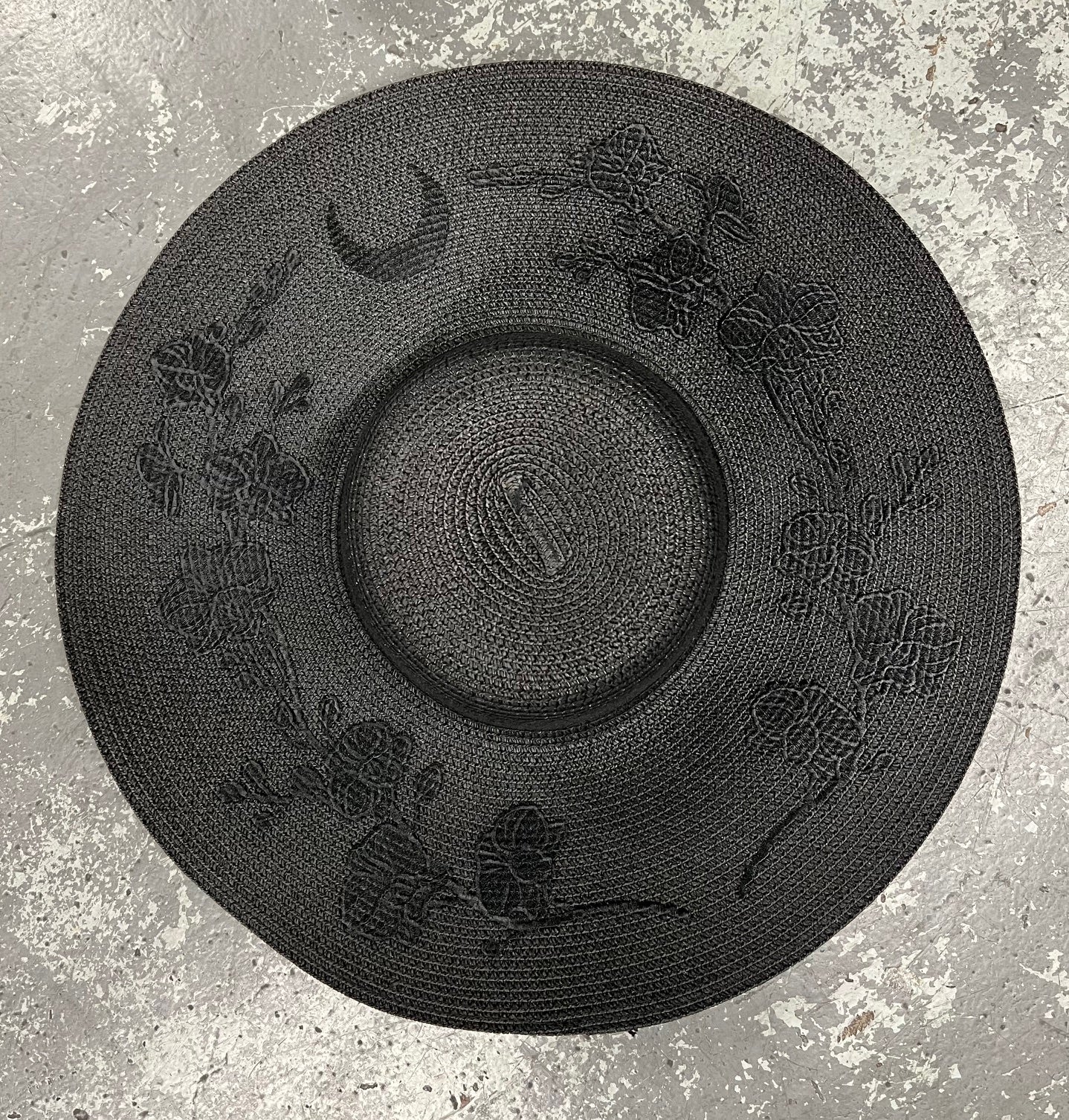Floppy Sun Hat - XL Brim - Orchids - Black on Black