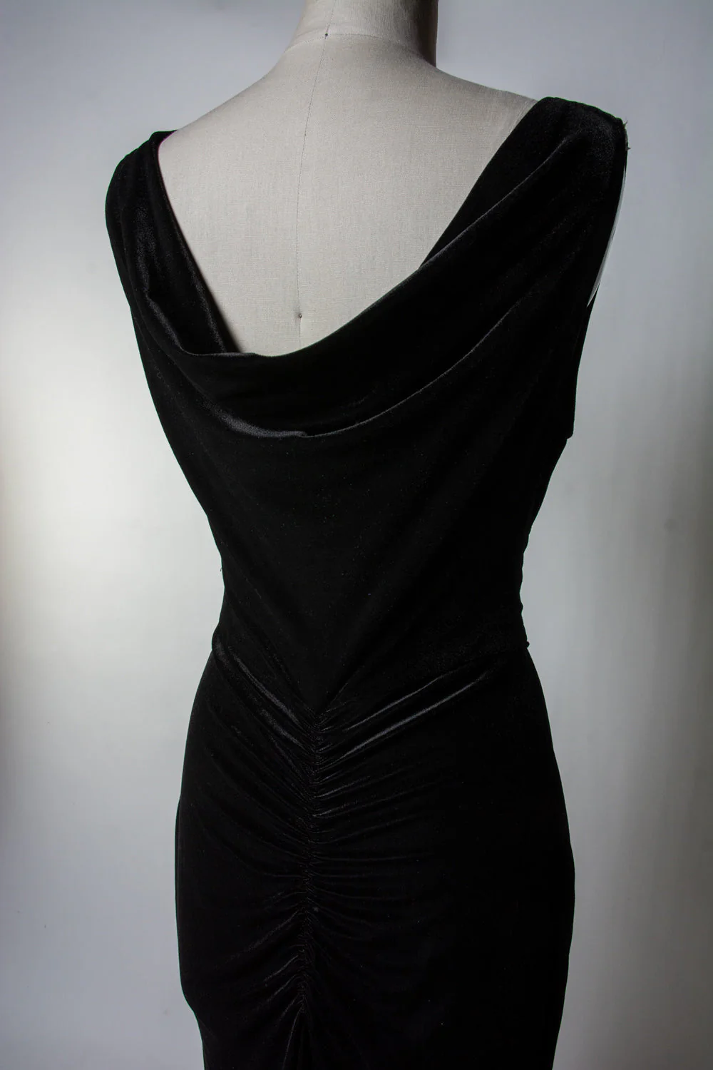 Formal Athena Gown Dress - Stretch Velvet, Black - Image 11