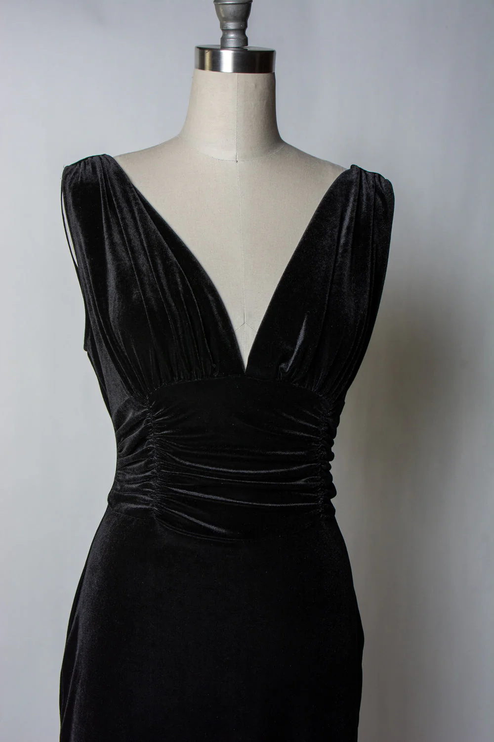 Formal Athena Gown Dress - Stretch Velvet, Black - Image 12