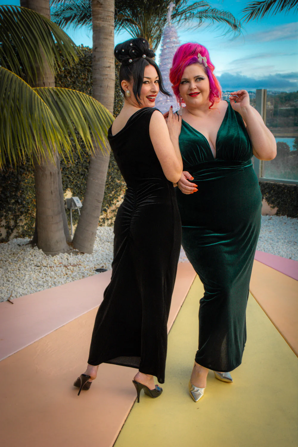Formal Athena Gown Dress - Stretch Velvet, Black - Image 4