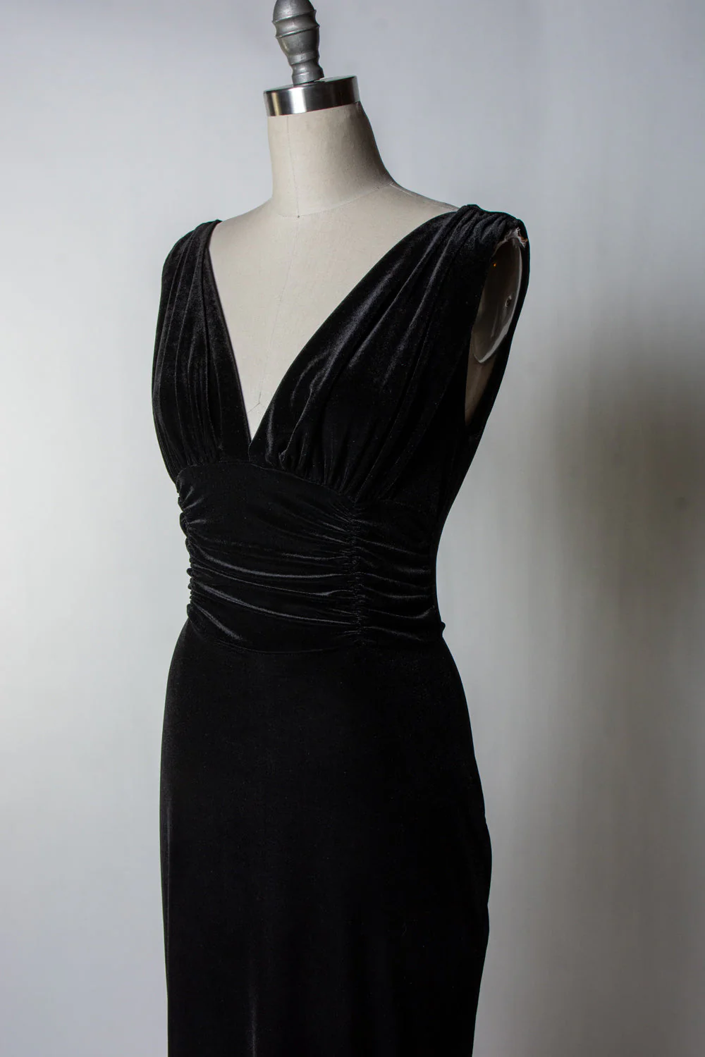 Formal Athena Gown Dress - Stretch Velvet, Black - Image 5