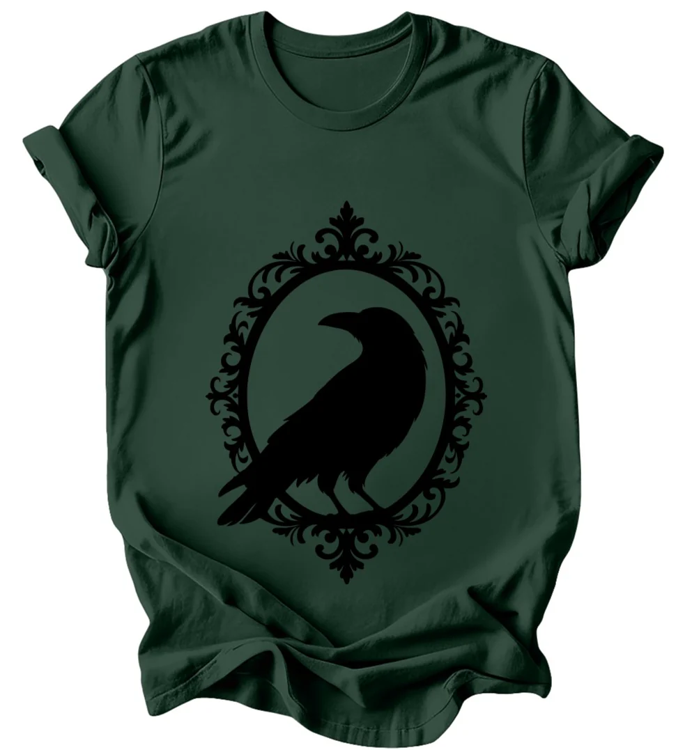 Framed Raven - Burgundy or Emerald T-Shirt - Image 2