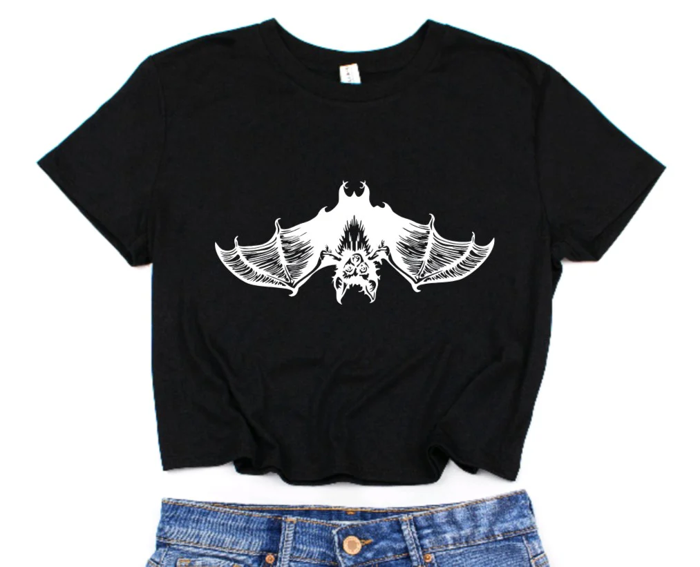 Hanging Bat Cropped T-Shirt