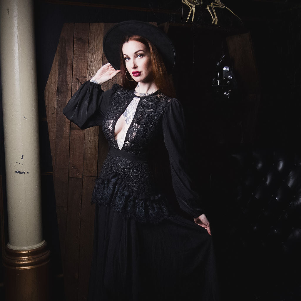 Lenore - Victorian Style Lace Maxi Dress - Image 3