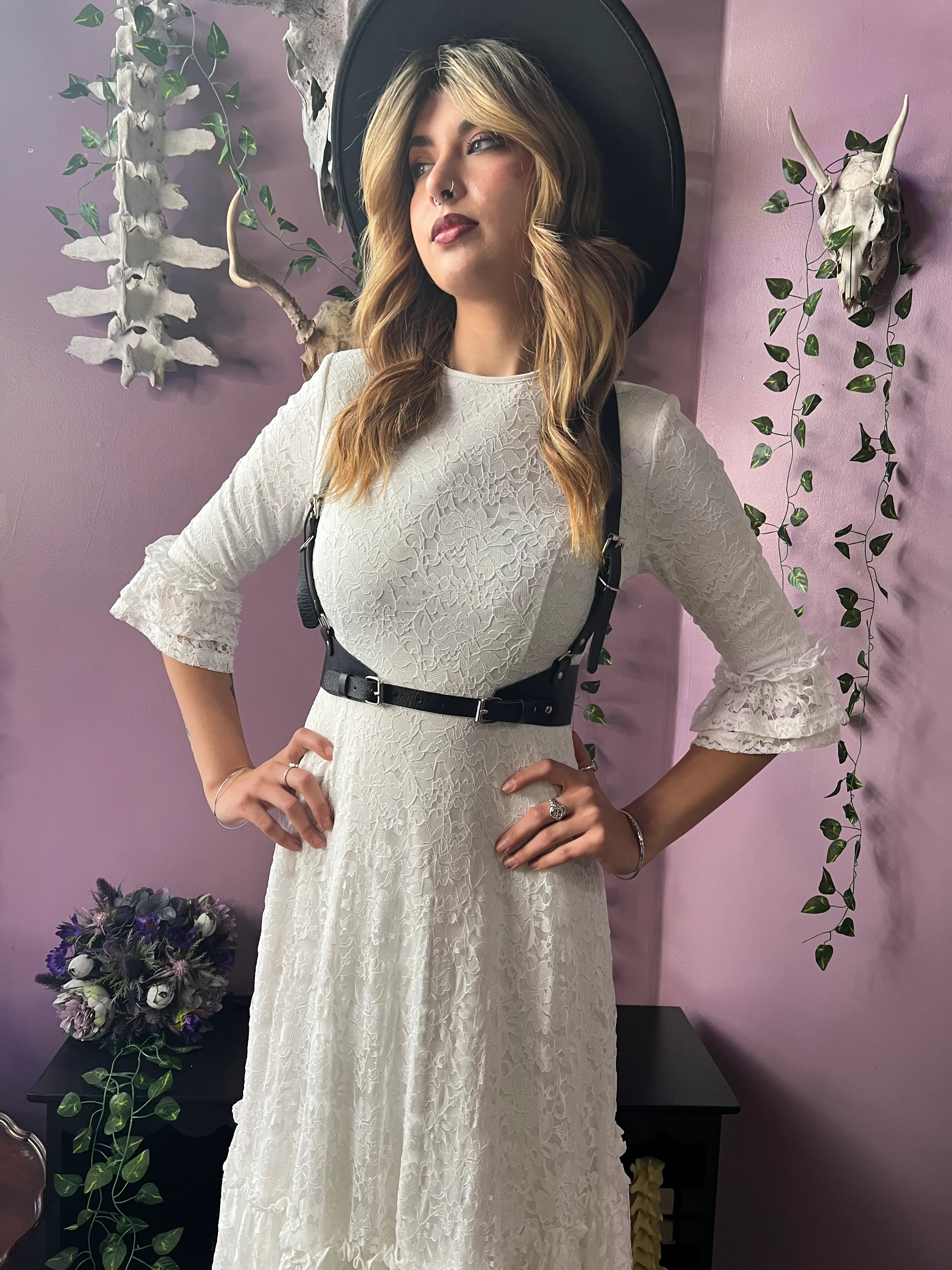 Mina - Ivory Floral Lace Bride of the Vampire Maxi Dress - READY TO SHIP - Image 13