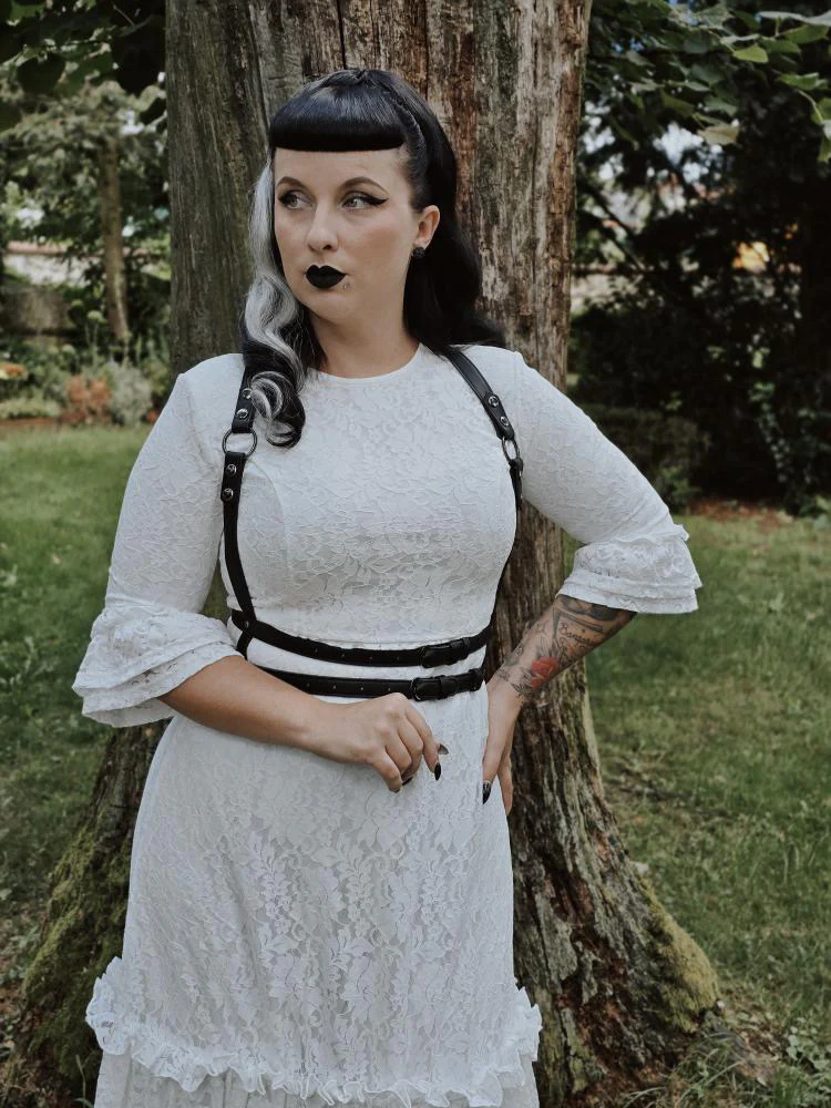 Mina - Ivory Floral Lace Bride of the Vampire Maxi Dress - READY TO SHIP - Image 5