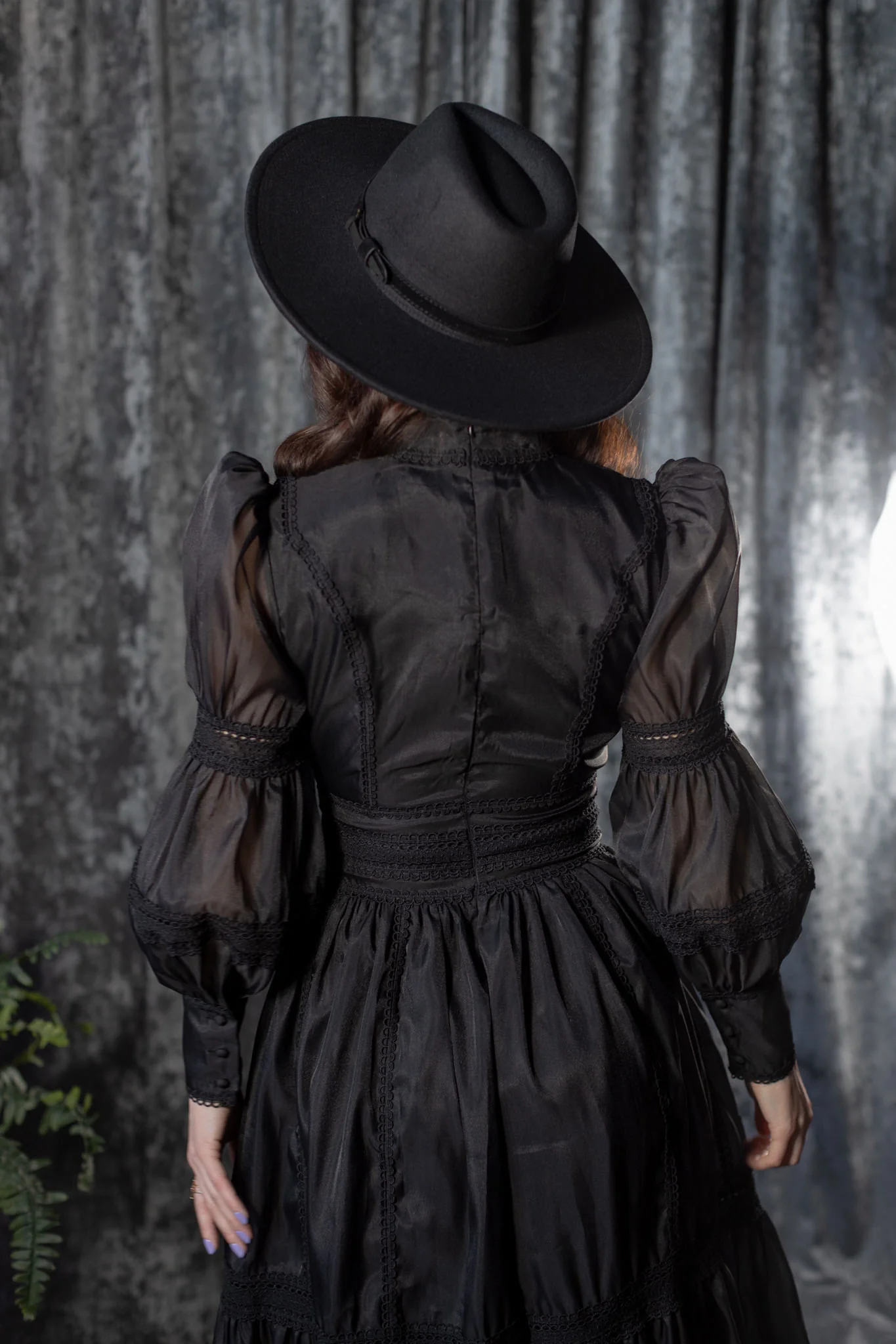 Morgana - Romantic Victorian Inspired MAXI  Dress - MAXI - BLACK - READY TO SHIP - Image 10