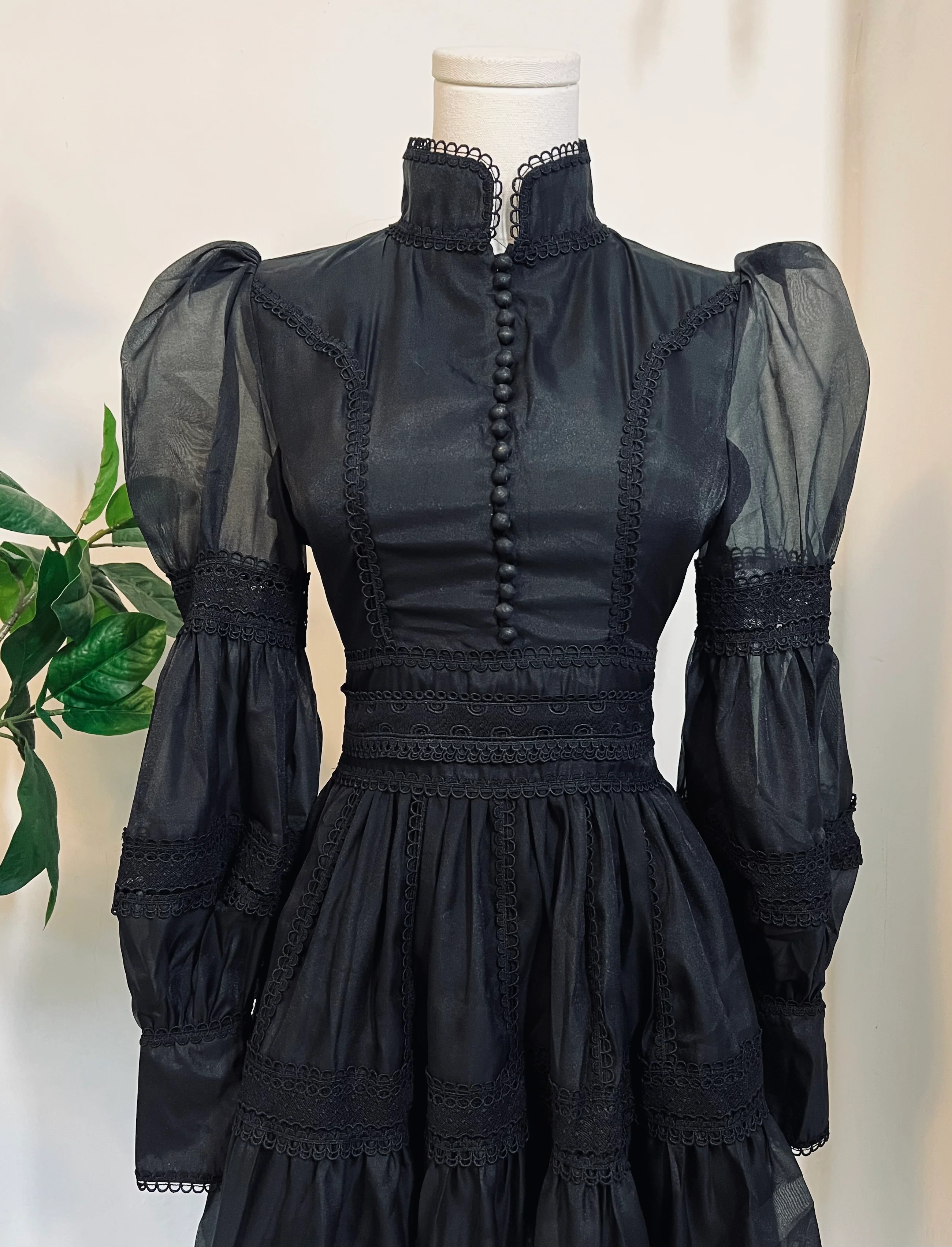 Morgana - Romantic Victorian Inspired Party Dress - BLACK - Ready To Ship - Image 10