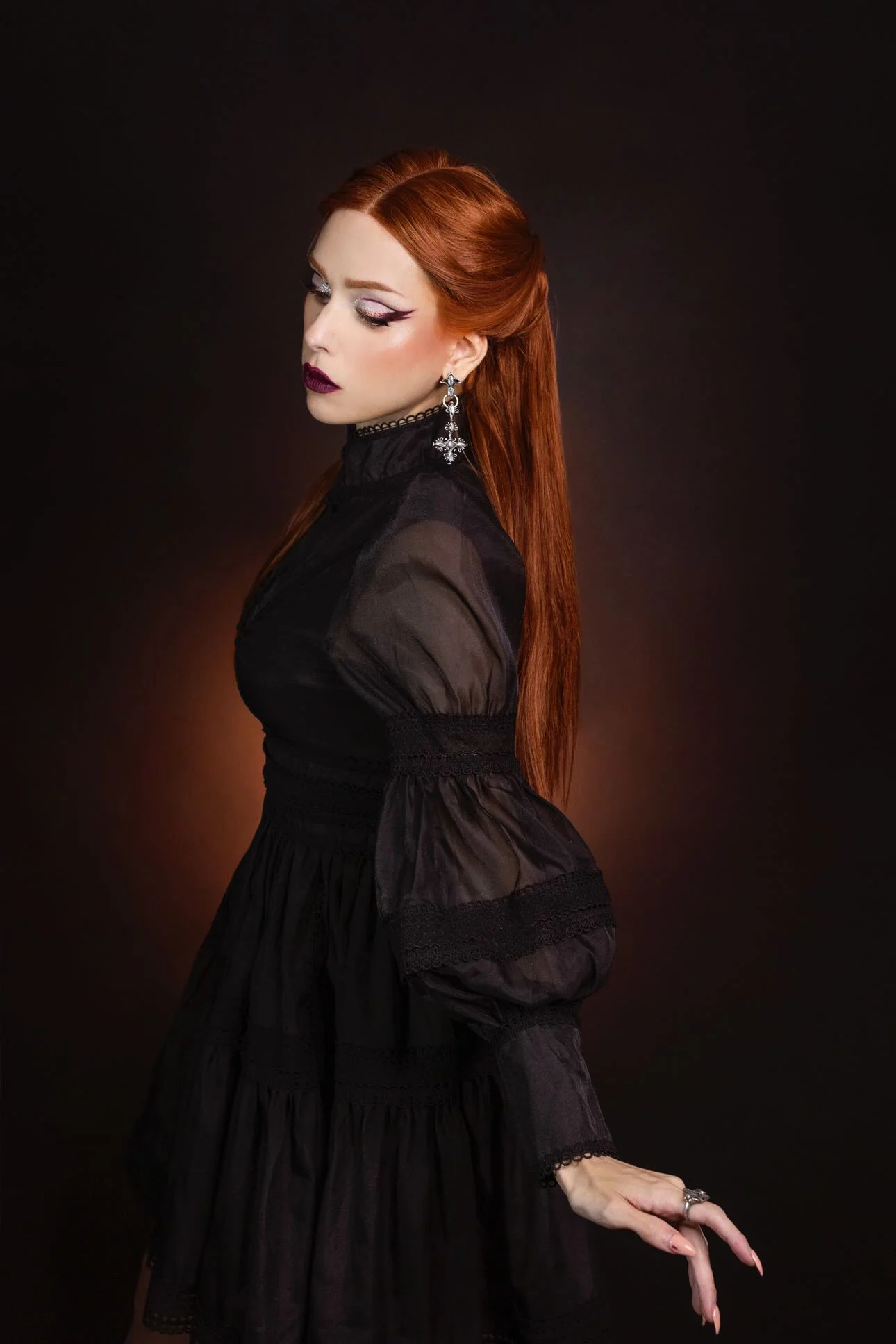 Morgana - Romantic Victorian Inspired Party Dress - BLACK - Ready To Ship - Image 7