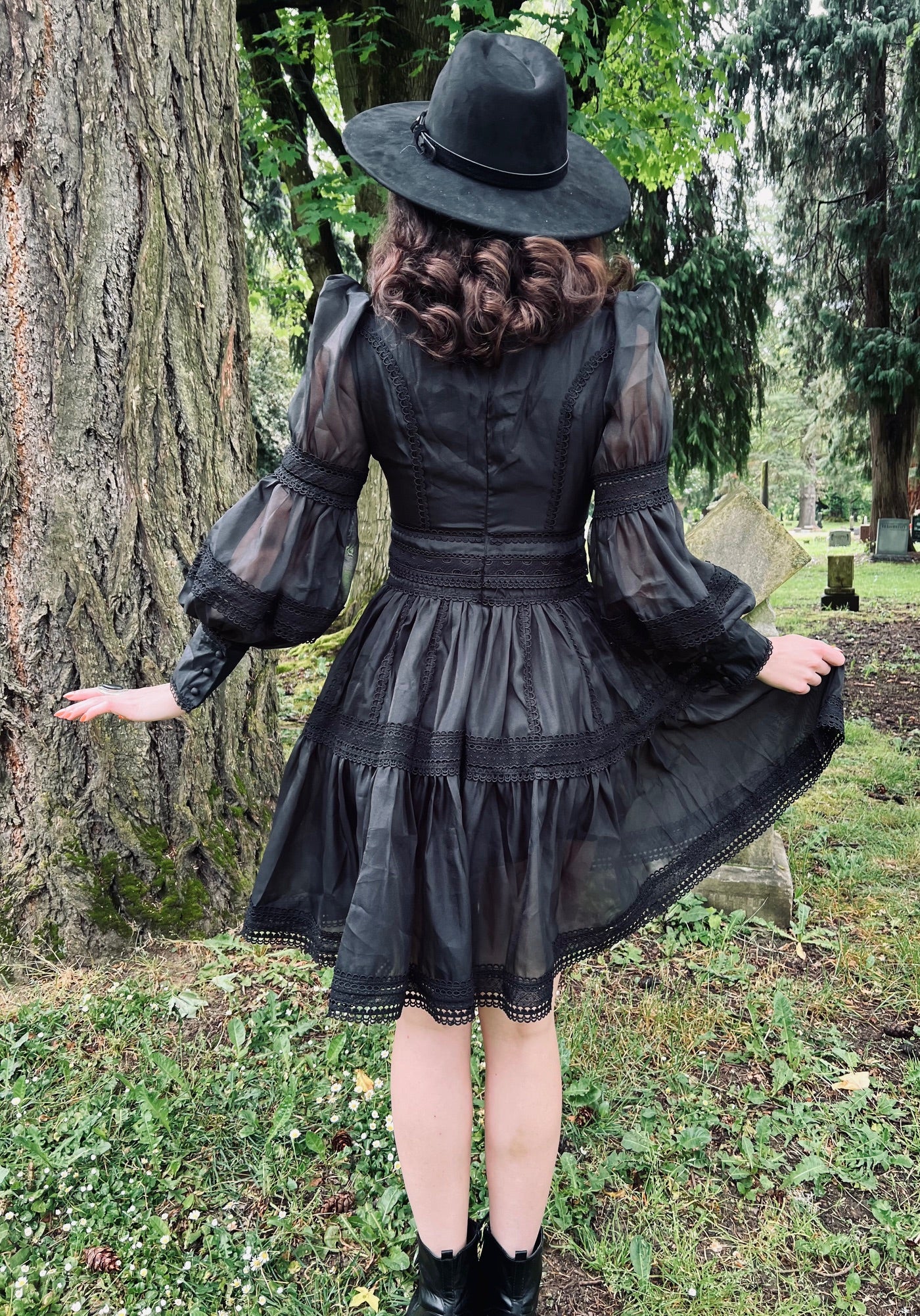 Morgana - Romantic Victorian Inspired Party Dress - BLACK - Ready To Ship - Image 8