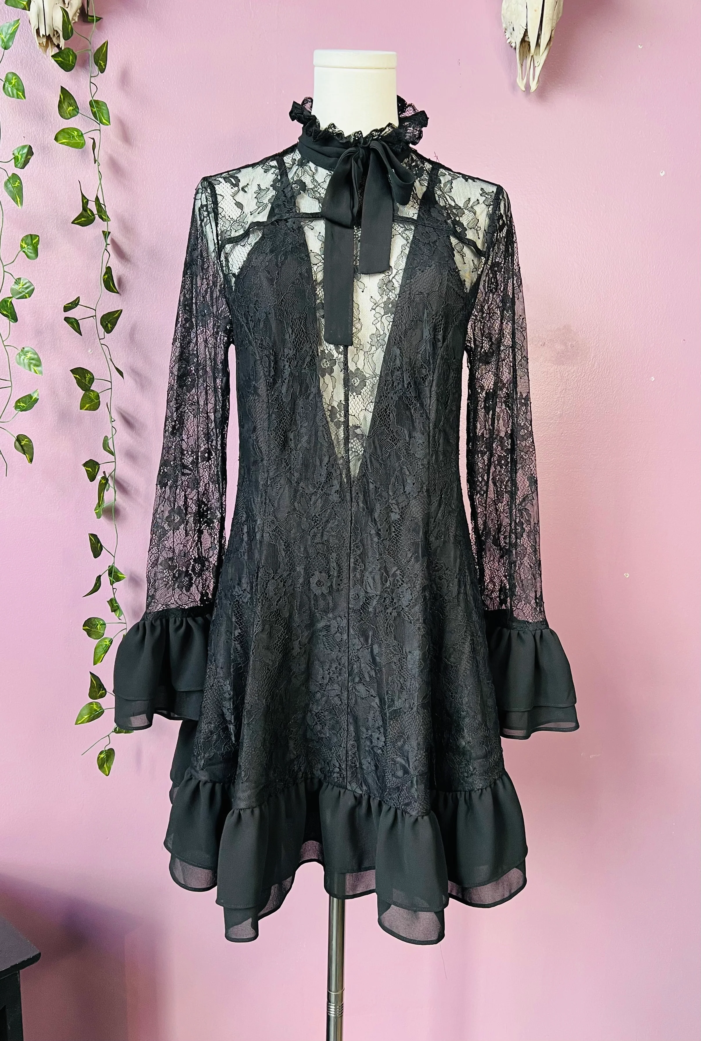 Nightshade - Dark Romantic Floral Mini Babydoll Dress  - READY to SHIP - Image 5