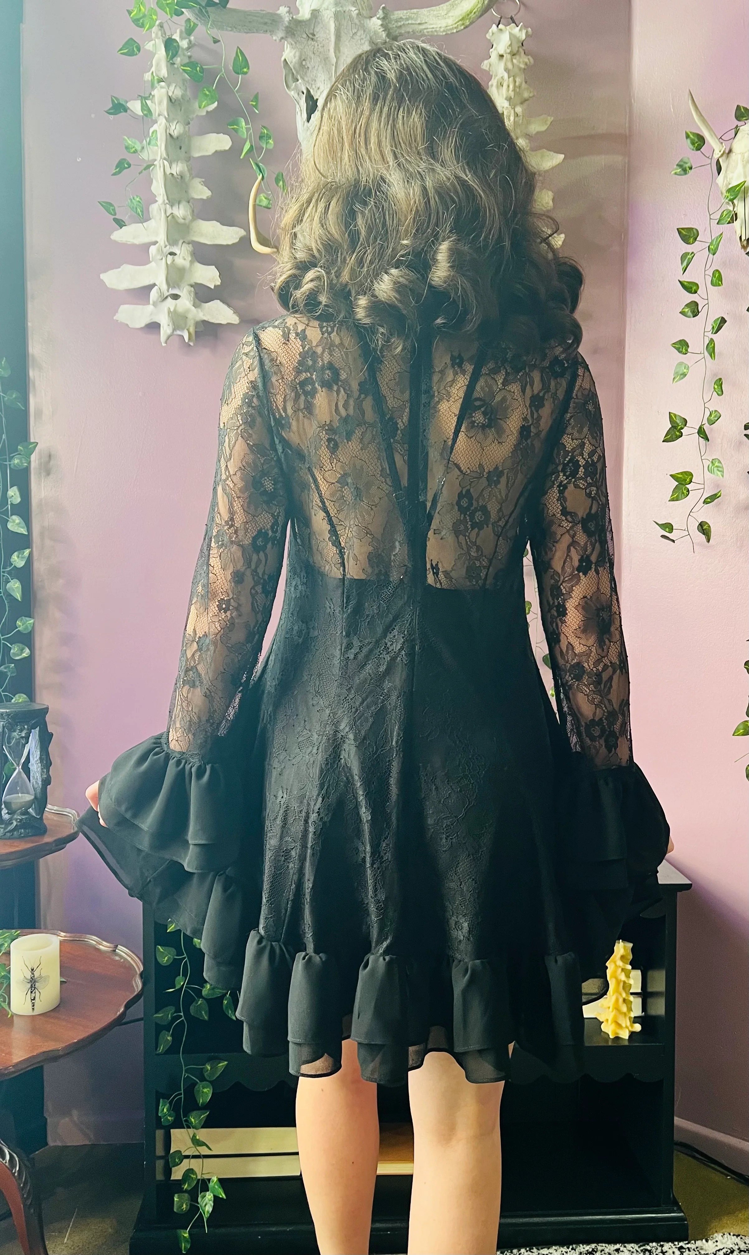 Nightshade - Dark Romantic Floral Mini Babydoll Dress  - READY to SHIP - Image 7