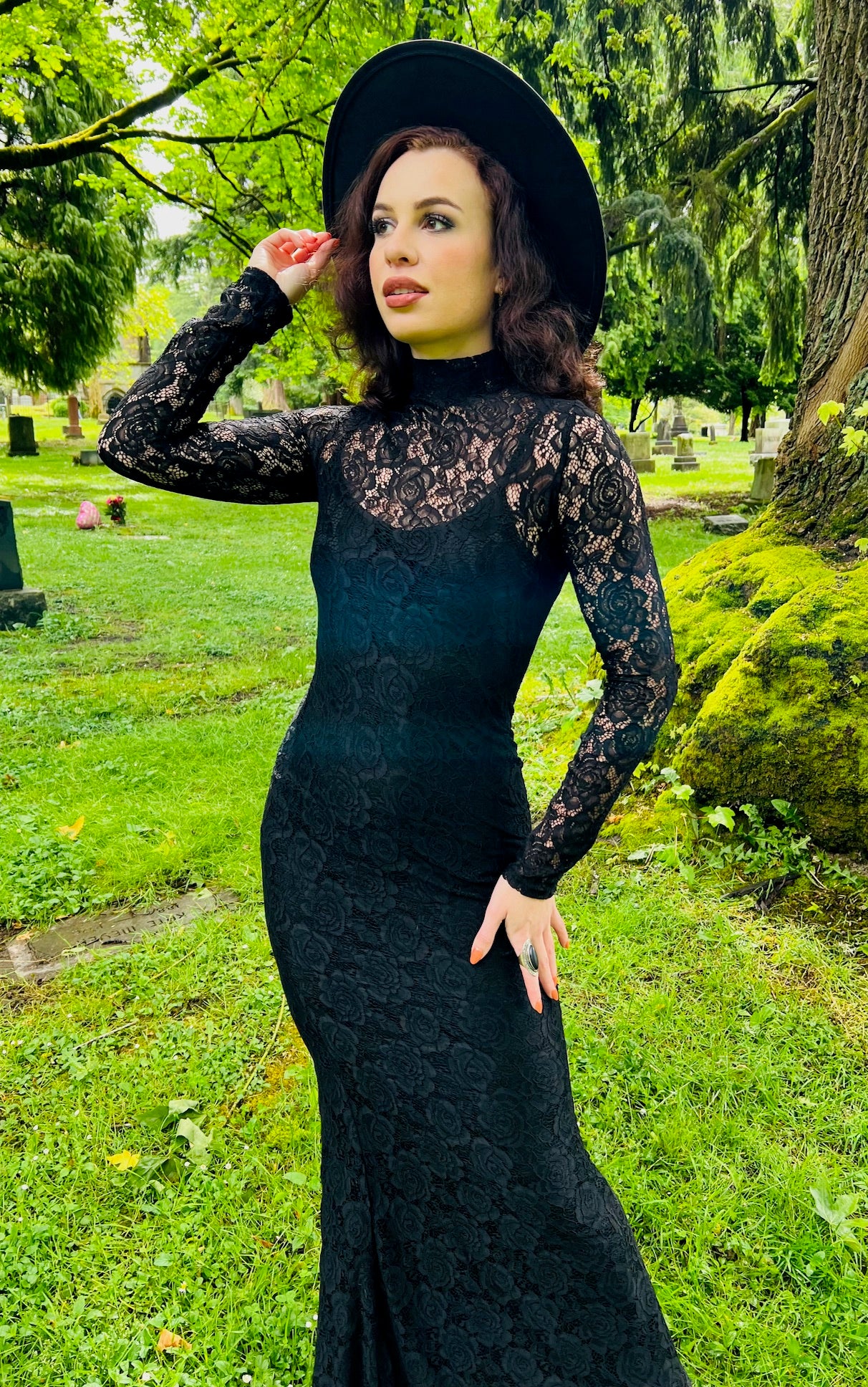 Persephone - Deadly Sheer Floral Lace Maxi dress - READY TO SHIP - Image 2