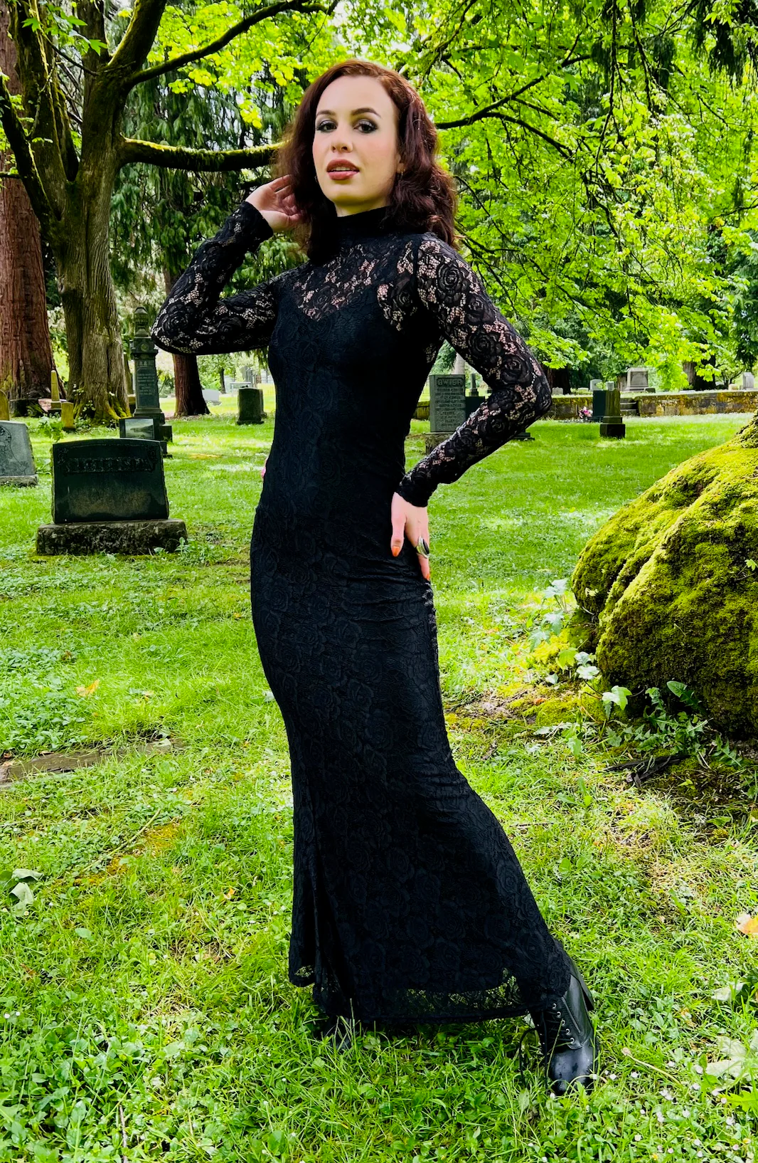 Persephone - Deadly Sheer Floral Lace Maxi dress - READY TO SHIP - Image 4