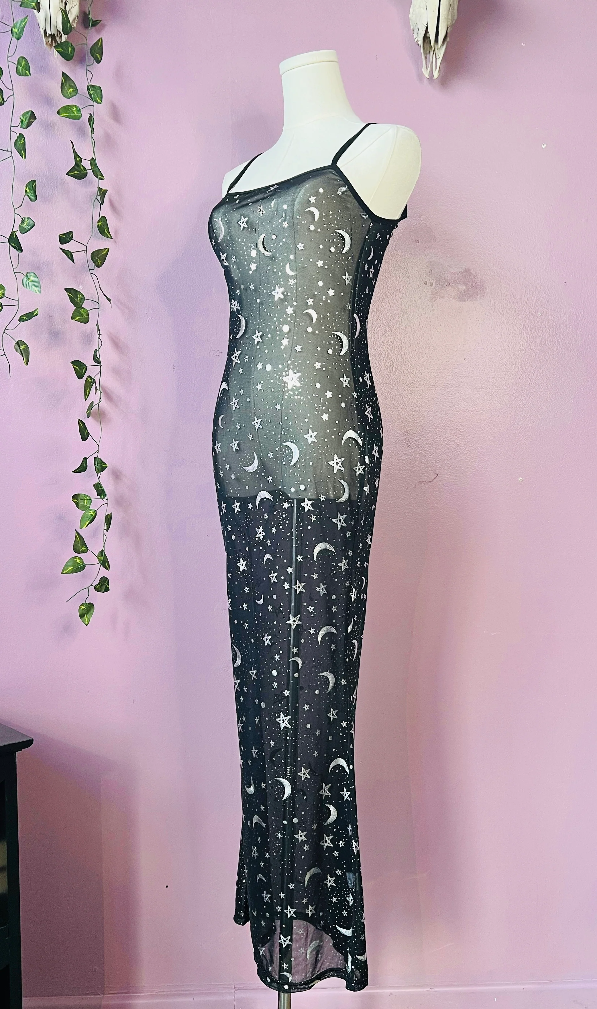 Sheer Hourglass Maxi Dress - Metallic Moon & Stars - READY to SHIP - Image 5