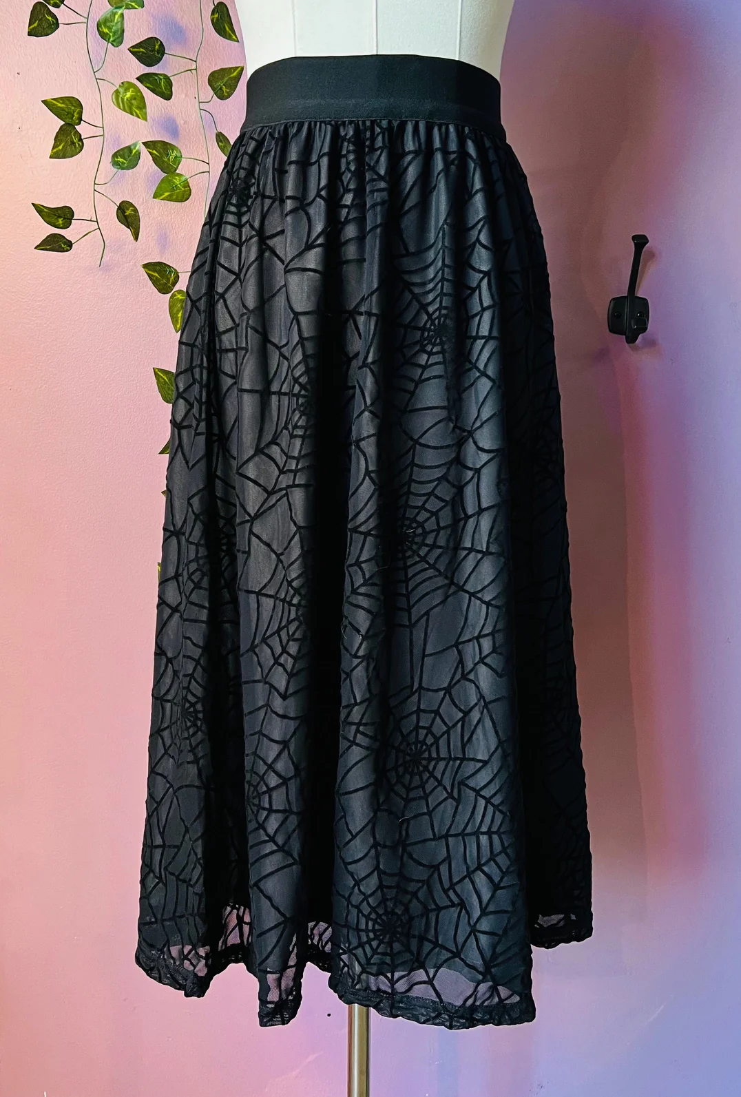 The Aradia Skirt  - Velvet Spider Web Flocked Full SKIRT - READY TO SHIP - Image 3