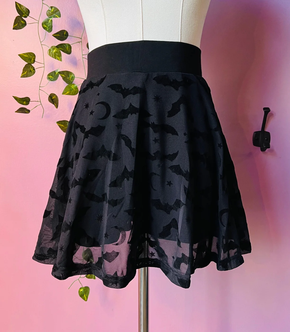 The Morbid Mini Skort - BATS - Flocked Bat Skirt with Built In Shorts - Ready to Ship - Image 2
