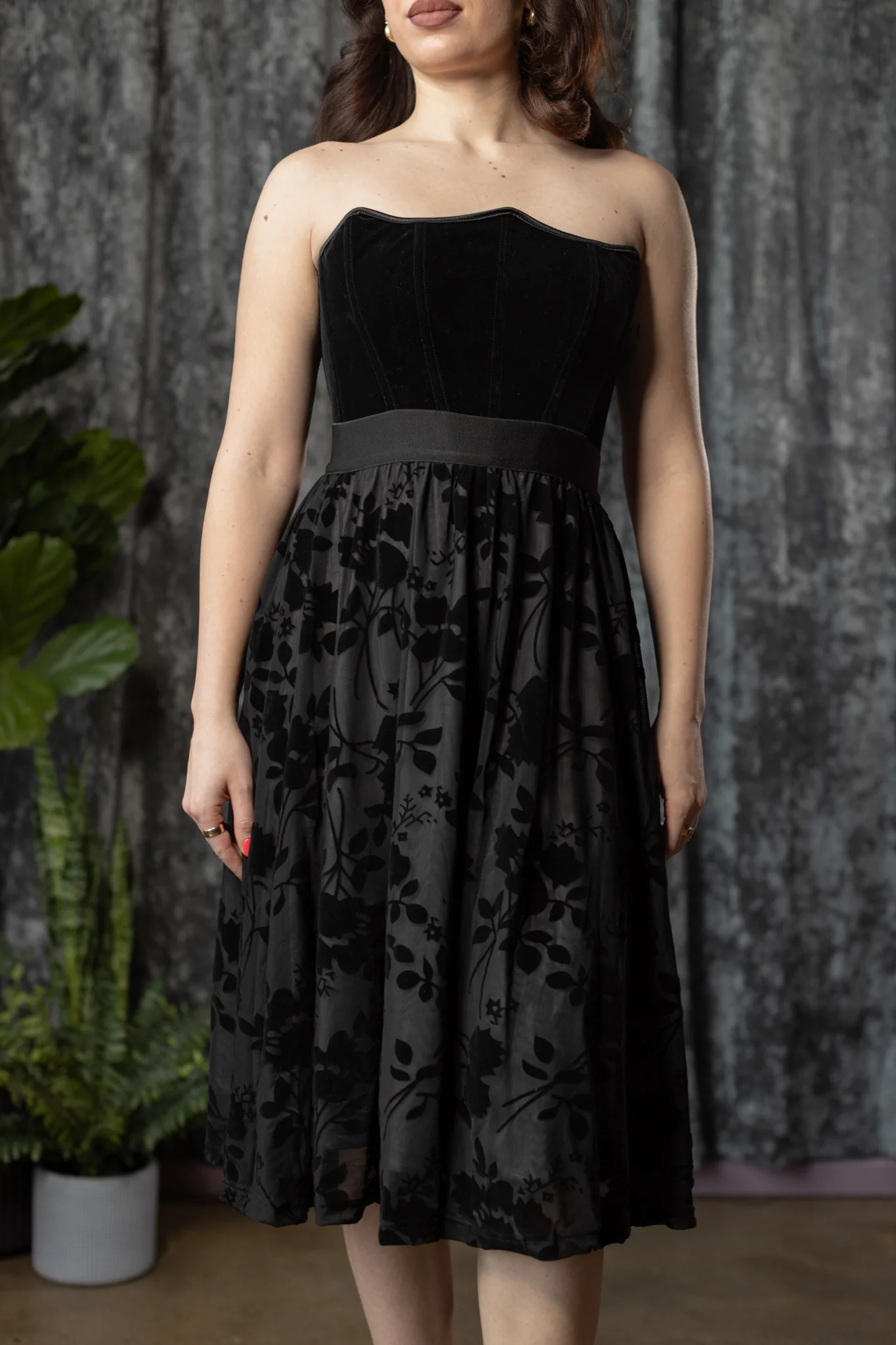 The MYSTERIA Skirt - Velvet flocked GOTHIC FLORAL Full SKIRT - READY TO SHIP