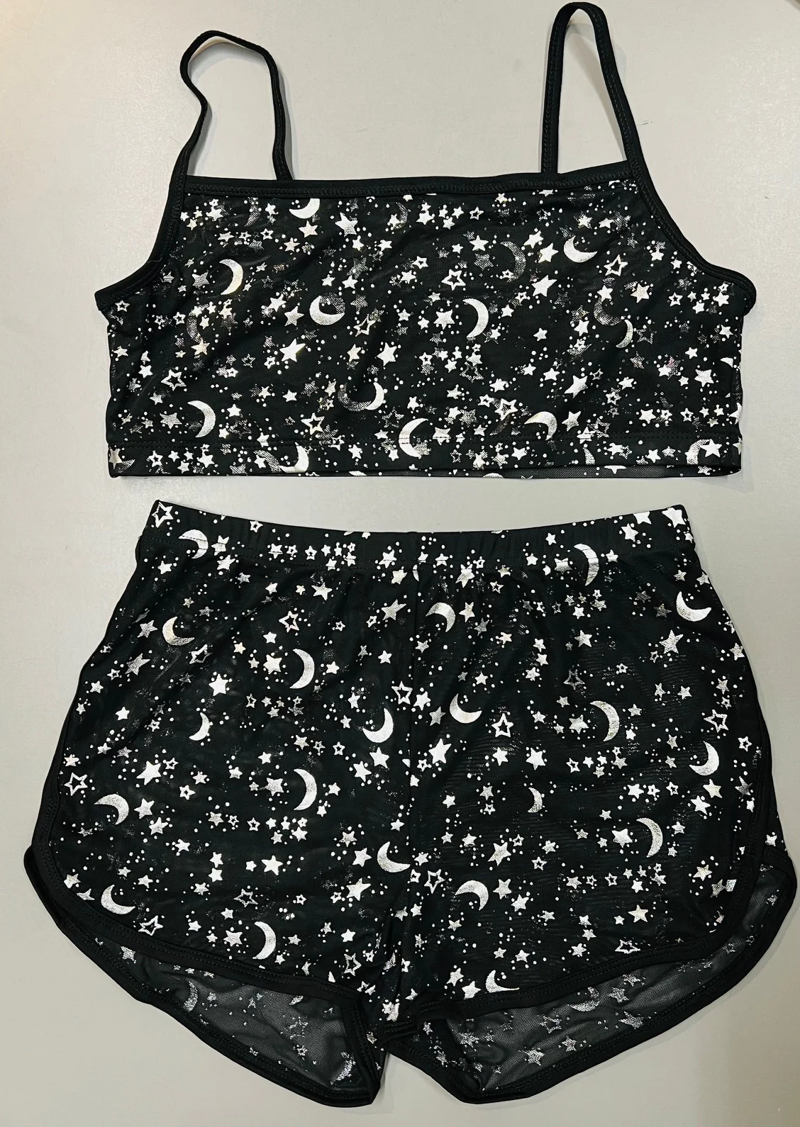 The Sinister Set - MOON & STAR - Sheer Metallic Moon & Star Bra & Shorts Set - READY TO SHIP! - Image 4
