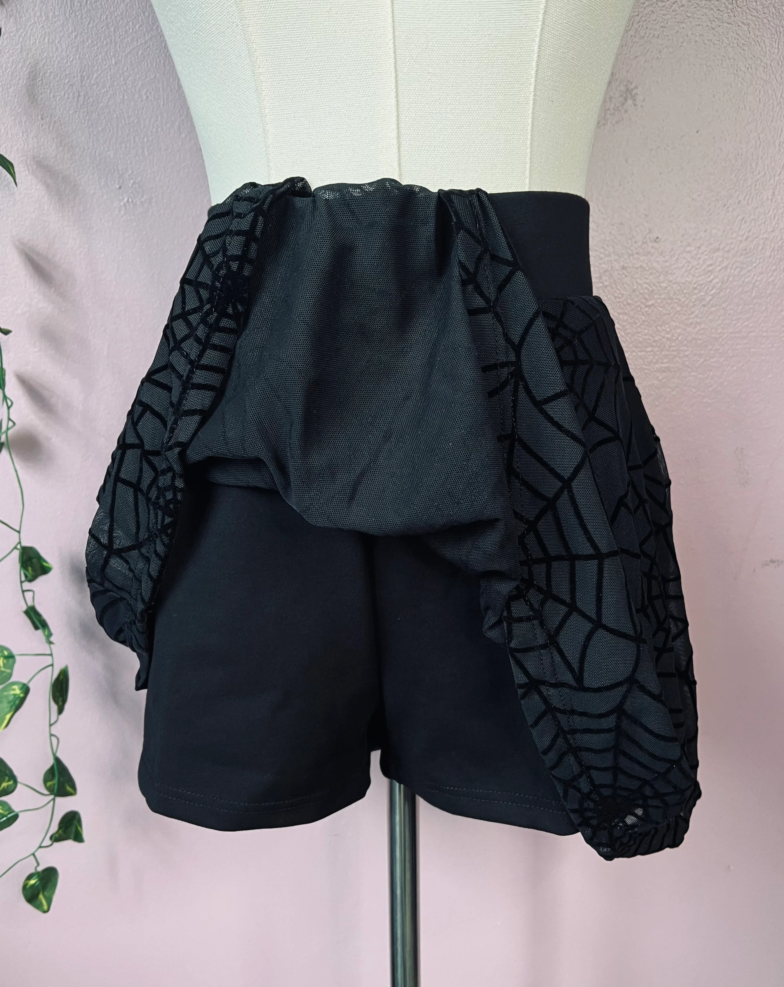 The Morbid Mini Skort - WEBS - Sheer Spider Web Skirt with Built In Shorts - Ready to Ship - Image 8