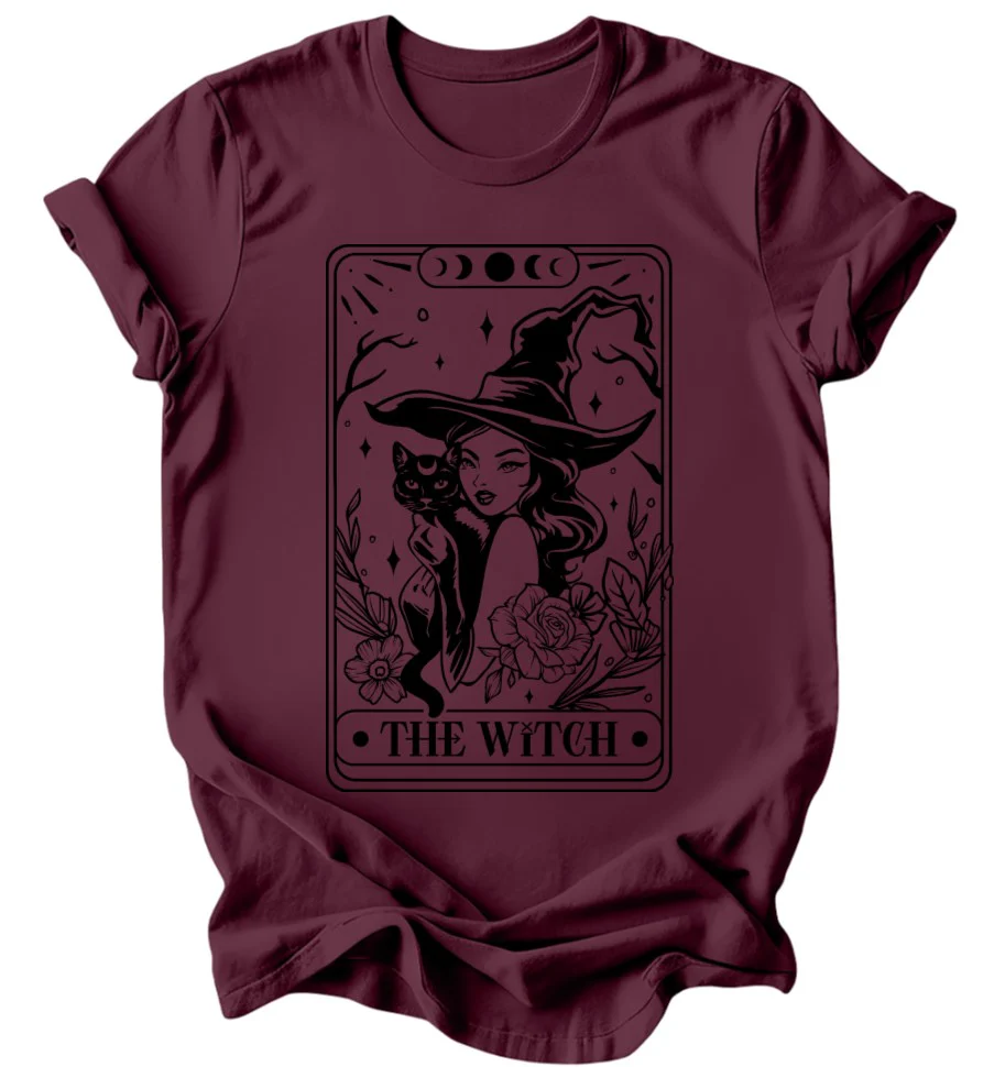 The Witch Tarot - Burgundy or Emerald T-Shirt - Image 2