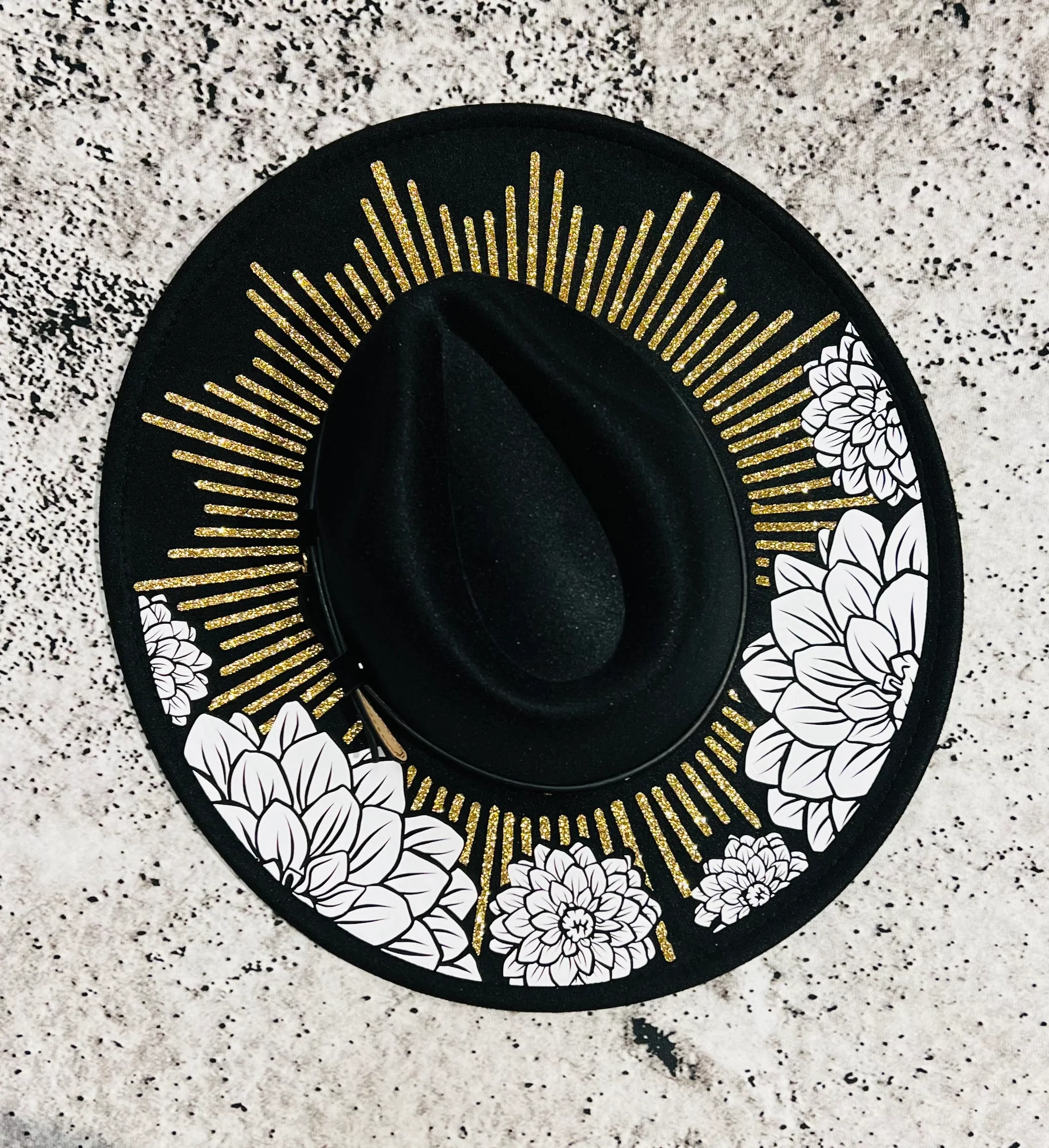 Vegan Felt Hat - XL Brim - Dahlia Burst