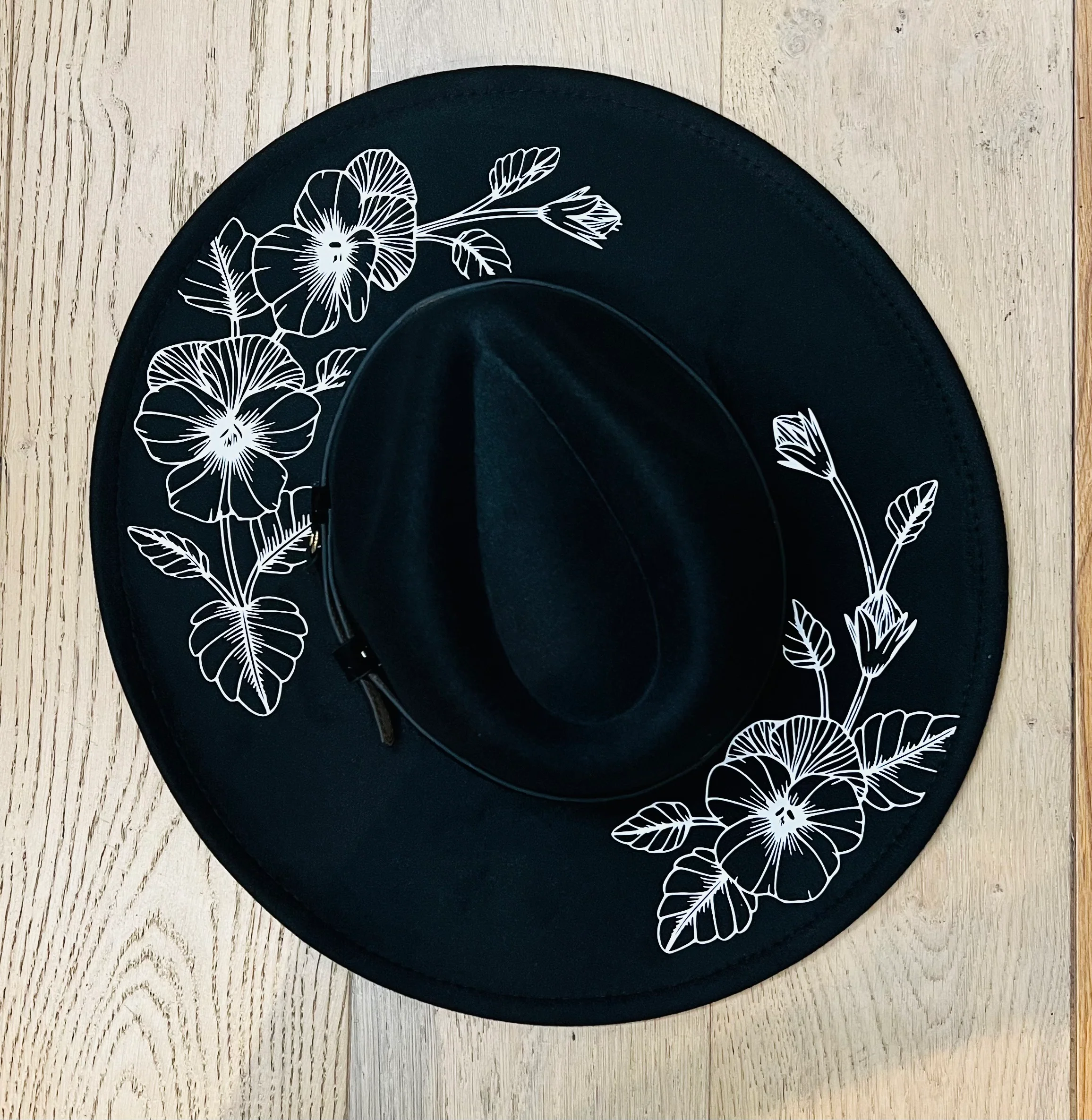 Vegan Felt Hat - XL Brim - Pansies