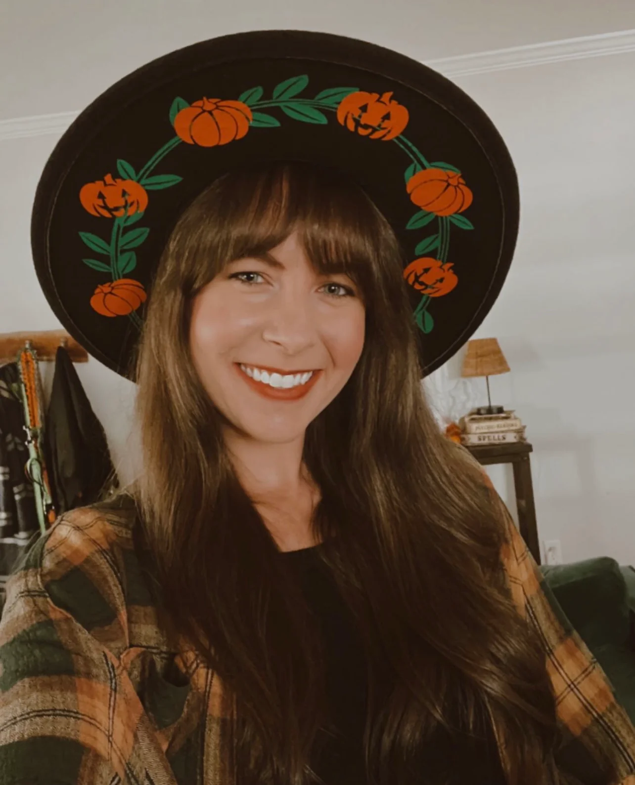 Vegan Felt Hat - XL Brim - Pumpkins - Image 2