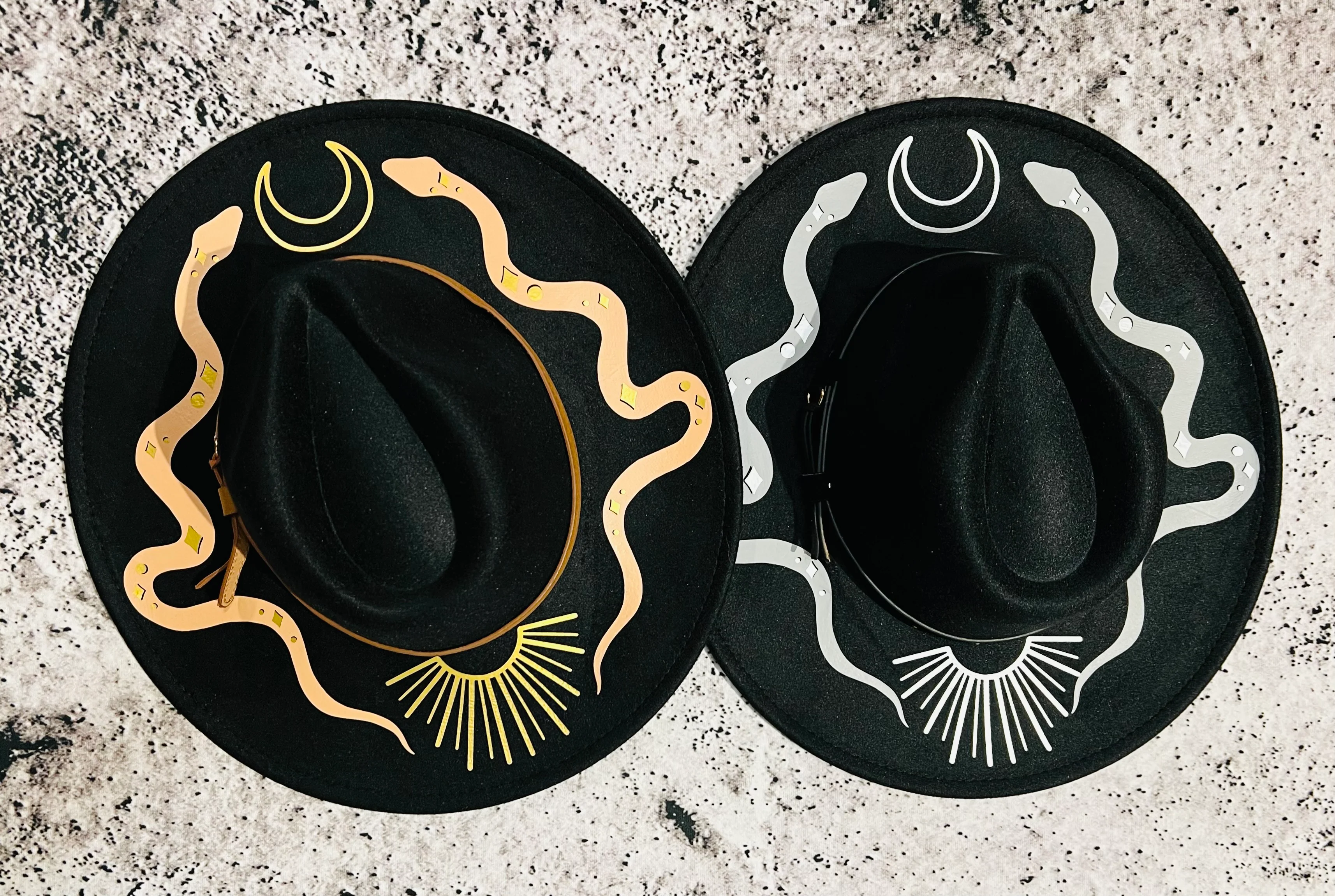 Vegan Felt Hat - XL Brim - Western Snakes - Image 3