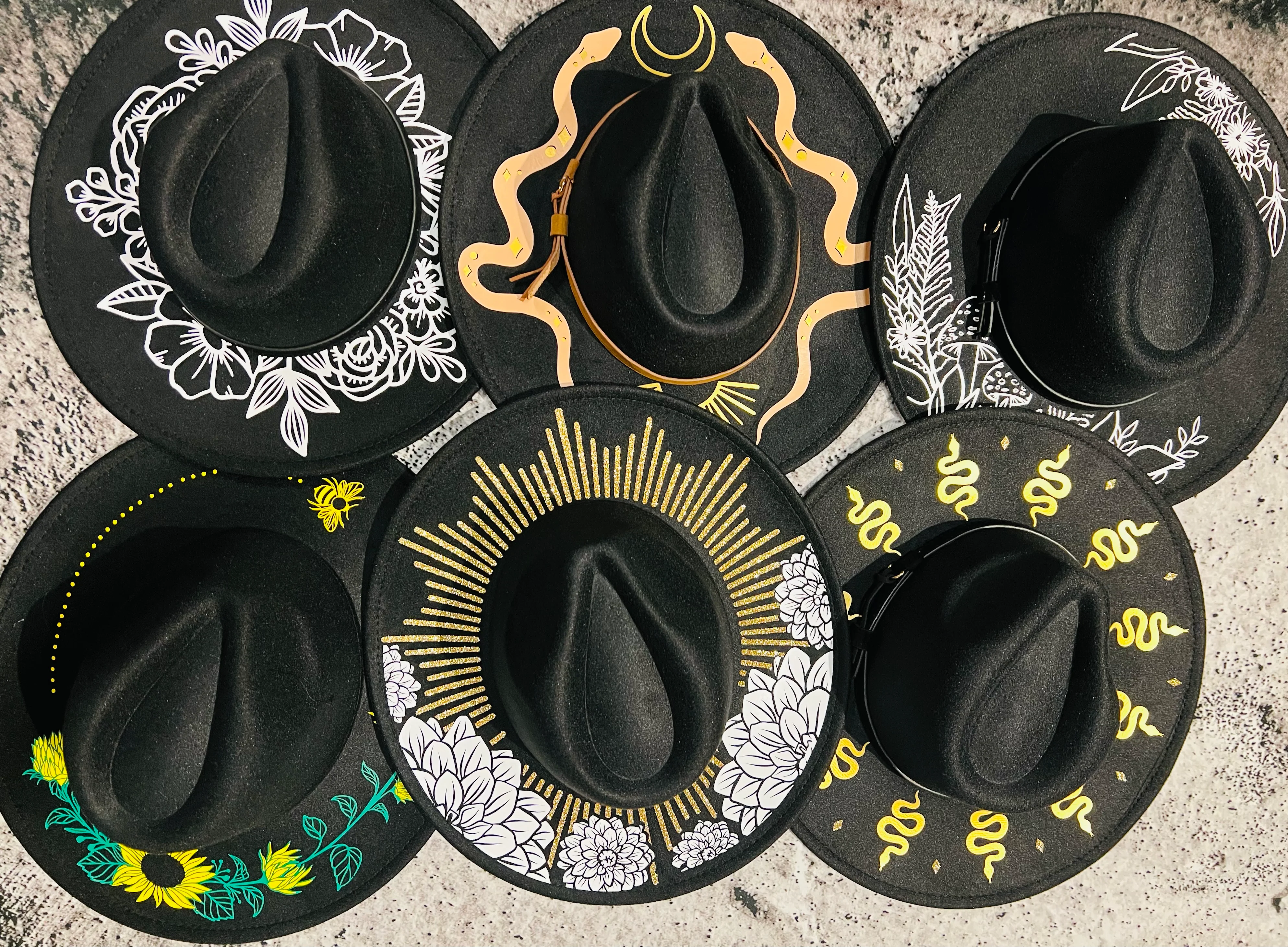 Vegan Felt Hat - XL Brim - Western Snakes - Image 4