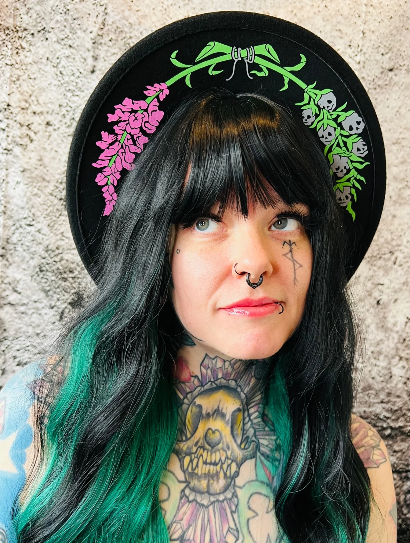 Vegan Felt Wide Brim Hat - "Life & Death of the Snapdragon"