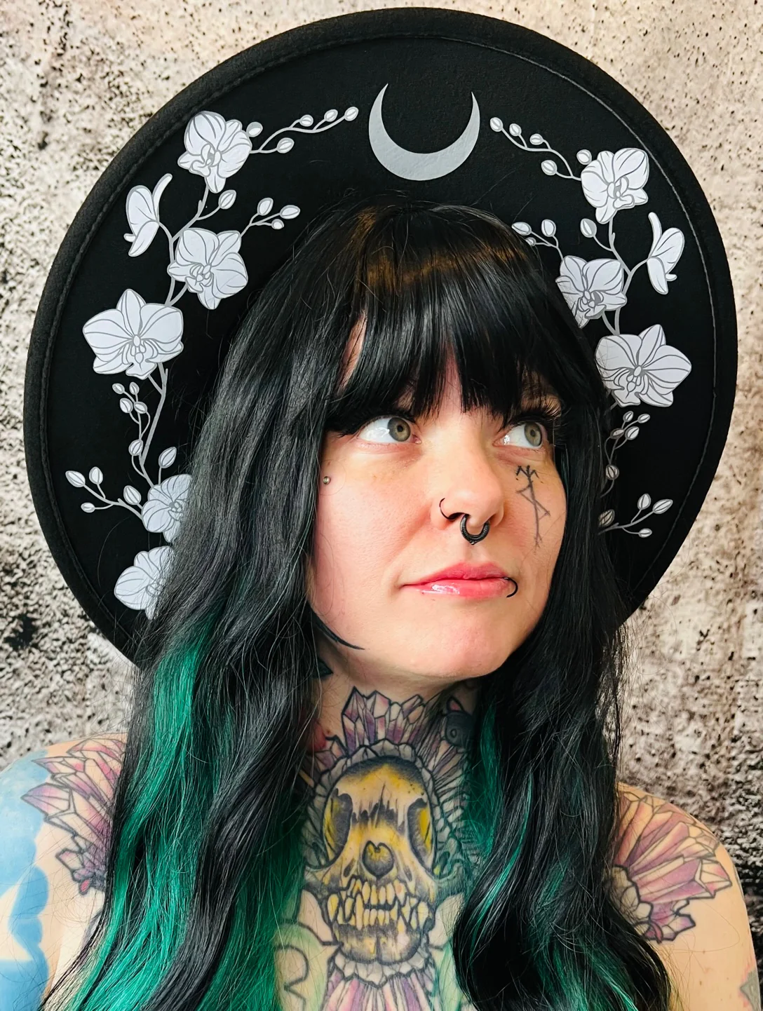 Vegan Felt Wide Brim Hat - XL Brim - Orchids