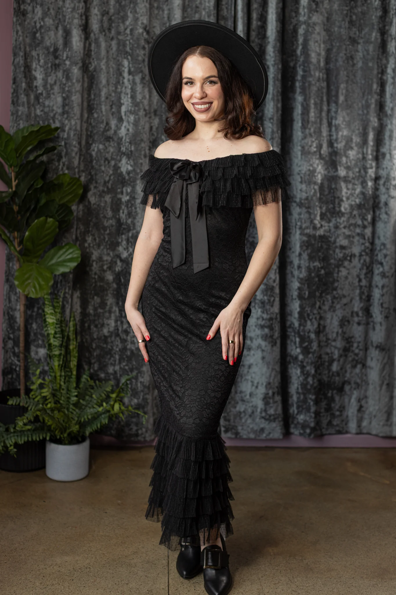 WILHELMINA - off the shoulder lace ruffle dress - PRE-ORDER